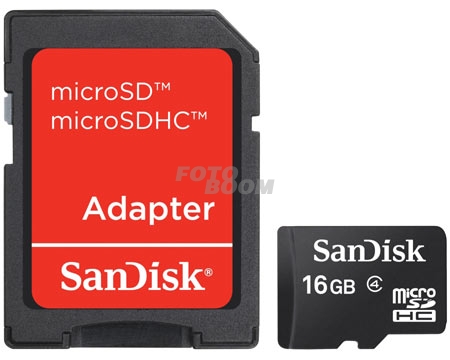 Secure Digital MicroSD 16GB Clase 4 + Adaptador