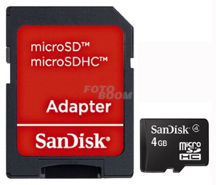 Secure Digital MicroSD 4GB Clase 4 + Adaptador