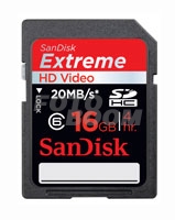 Secure Digital EXTREME SDHC HD Video 20Mb/s 16GB