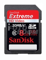 Secure Digital EXTREME SDHC HD Video 20Mb/s 8GB