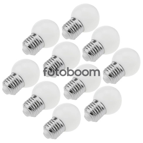 10x LED G45 E27 230 VAC 1.5W (Blanco Cálido)