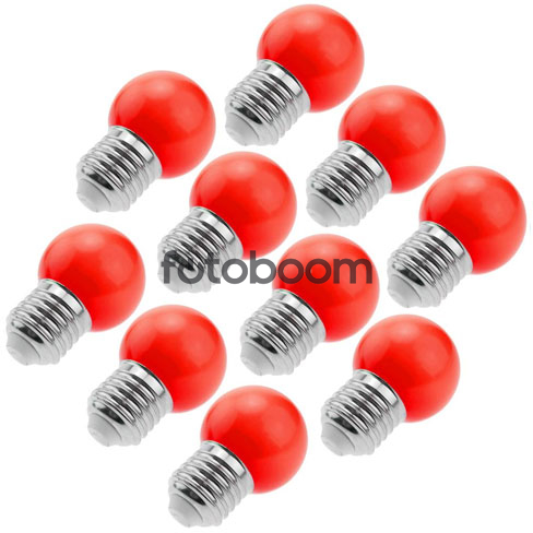 10x LED G45 E27 230 VAC 1.5W (Rojo)