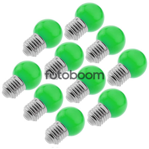 10x LED G45 E27 230 VAC 0.5W (Verde)