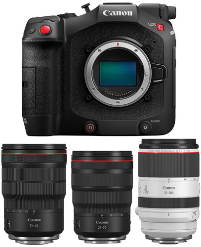 EOS C80 + 15-35mm f/2.8L + 24-70mm f/2.8L + 70-200mm f/2.8L + CANEST