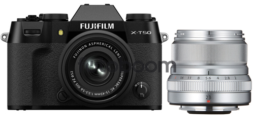 X-T50 Negra + 15-45mm f/3.5-5.6 XC OIS PZ + 23mm f/2 R WR Plata