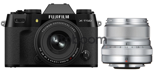 X-T50 Negra + 16-50mm f/2.8-4.8 XF R LM WR + 23mm f/2 R WR Plata