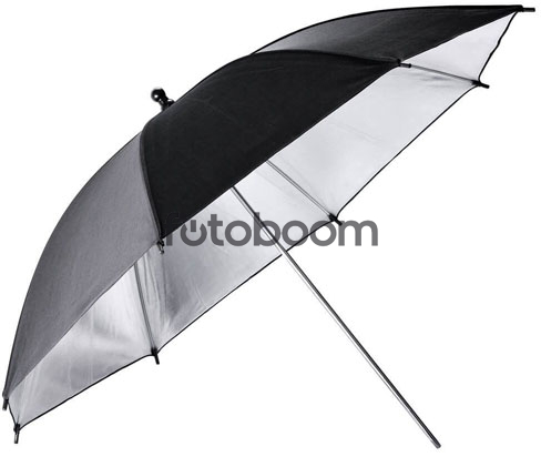 Paraguas de estudio 101cm negro y plateado