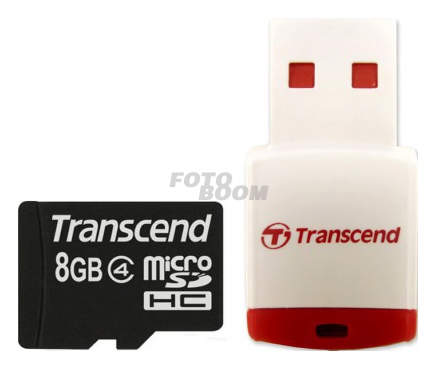 MicroSD SDHC 8GB + Lector USB / Clase 4