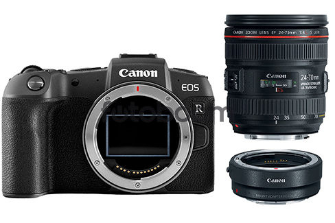 EOS RP + Adaptador EF-EOS R + EF 24-70mm f/4L IS USM + 100E Bonificación Canon + 75E BNF Canon Estudiantes
